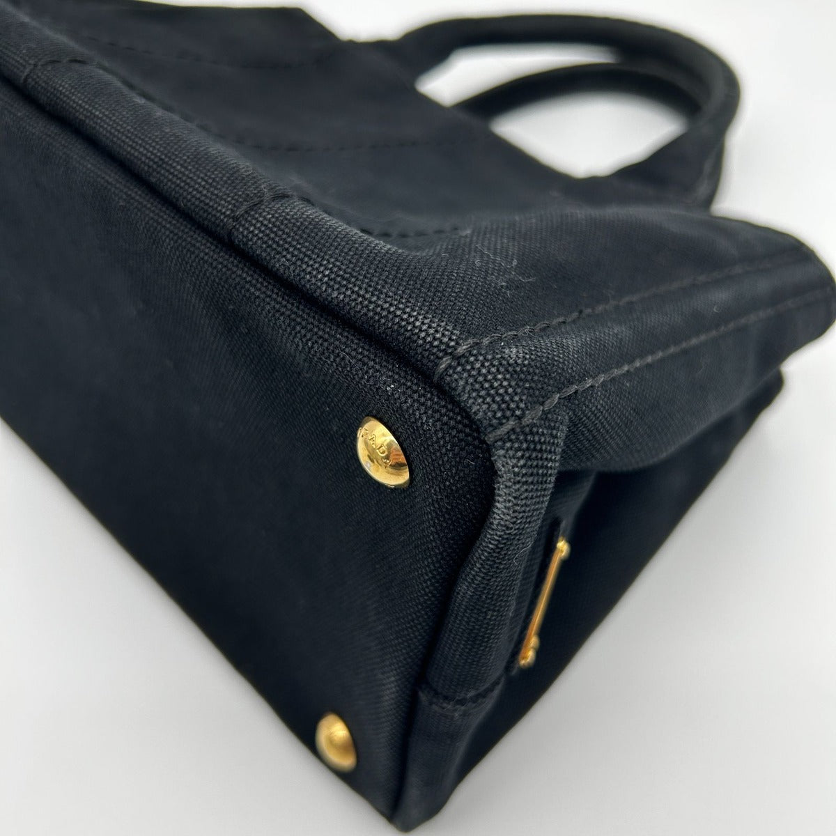 Prada 2-Way Canvas Tote Black Canapa PM Nero Tarco — view 9
