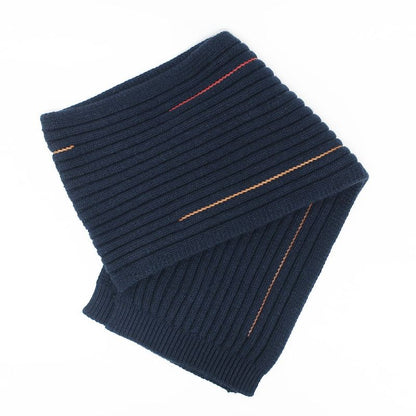 Hermes Muffler-h Torsade Cuir Navy-style Cashmere Silk Clothing