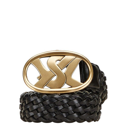 Saint Laurent YSL Logo Buckle Belt Size: 95/38 141516 Black Gold Leather Plated