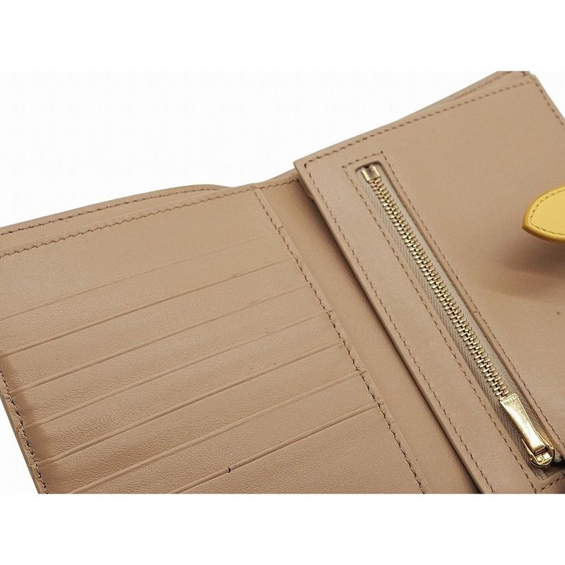 Celine Medium Strap Wallet Calfskin Nude Beige Citron Yellow Bicolor Wallet