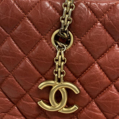 Chanel Matelasse Red Mademoiselle Chain Vintage Gold Hardware Leather Tote Bag