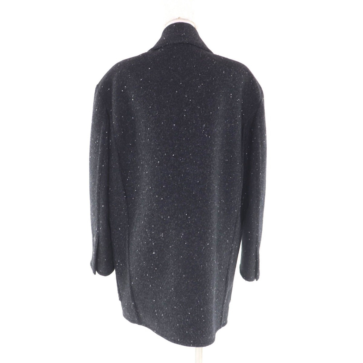Chanel Lining Silk Rhinestone CC Logo Button Double Breasted Coat Black 36 — view 3