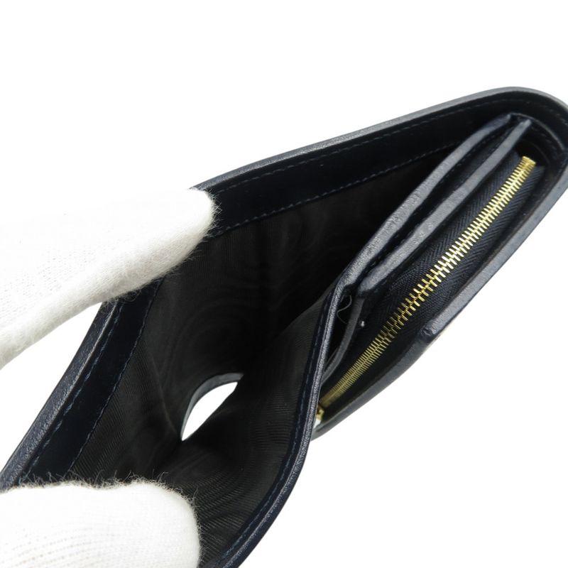 Gucci Horsebit 621891 Canvas Leather Gold Hardware Beige Black Bifold Wallet