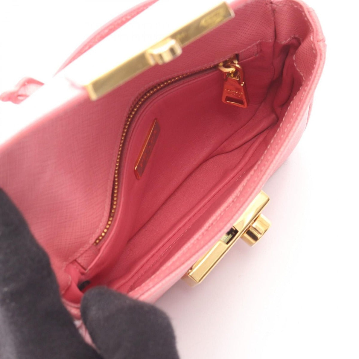 Prada Pink Saffiano Leather Shoulder Bag — view 3