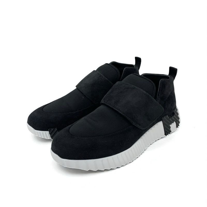 Hermes H Sneakers Shoes Suede Black Velcro