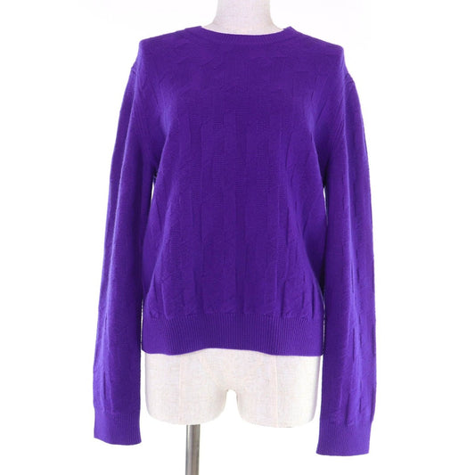 Hermes Wool Motif Long Sleeve Knit Top Purple 42