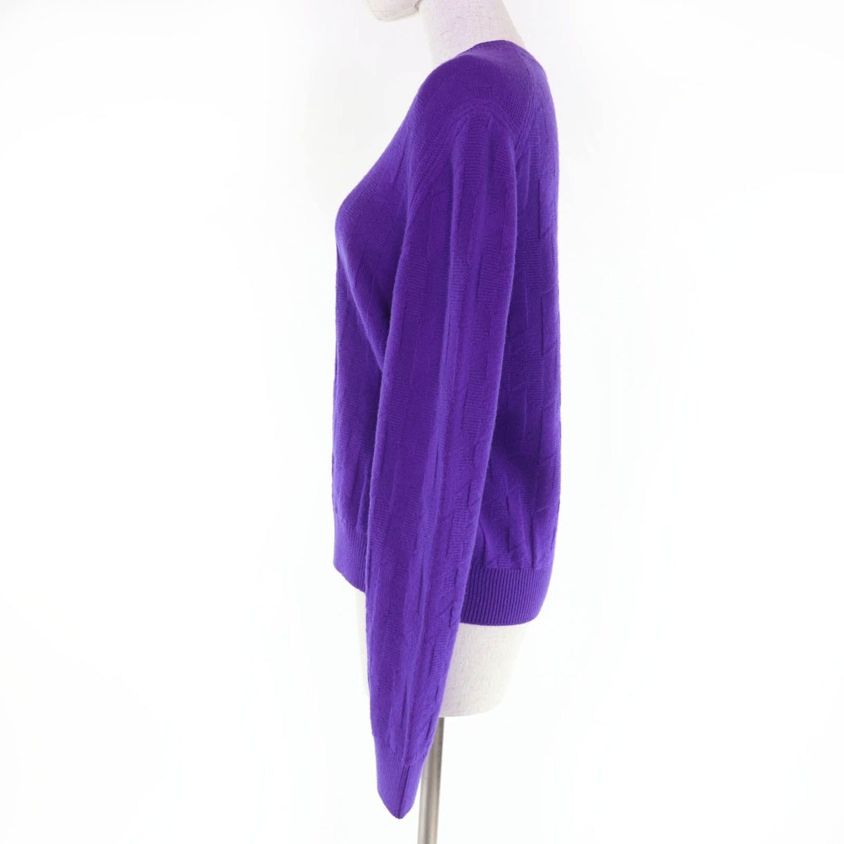 Hermes Wool Motif Long Sleeve Knit Top Purple 42 — view 2