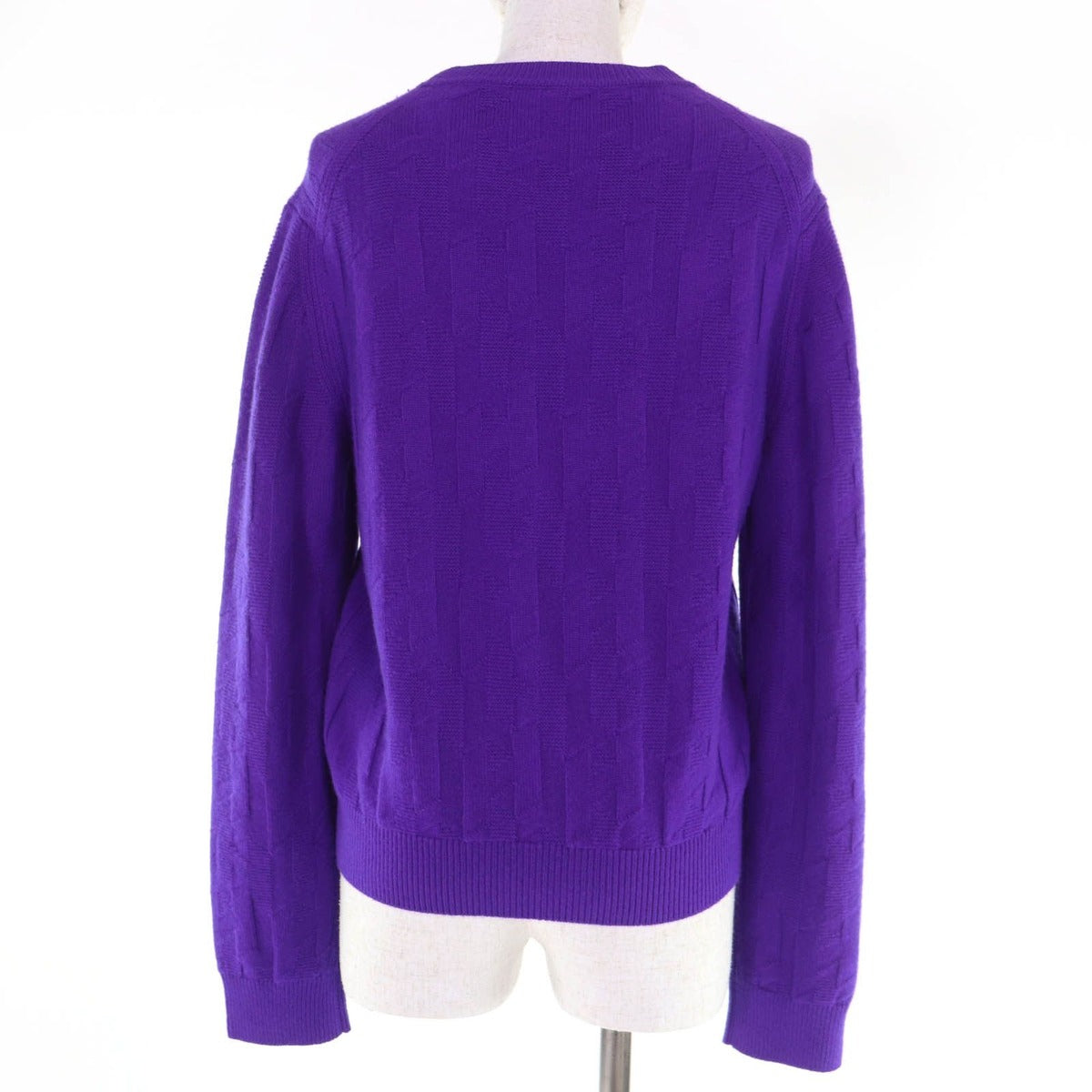 Hermes Wool Motif Long Sleeve Knit Top Purple 42 — view 3