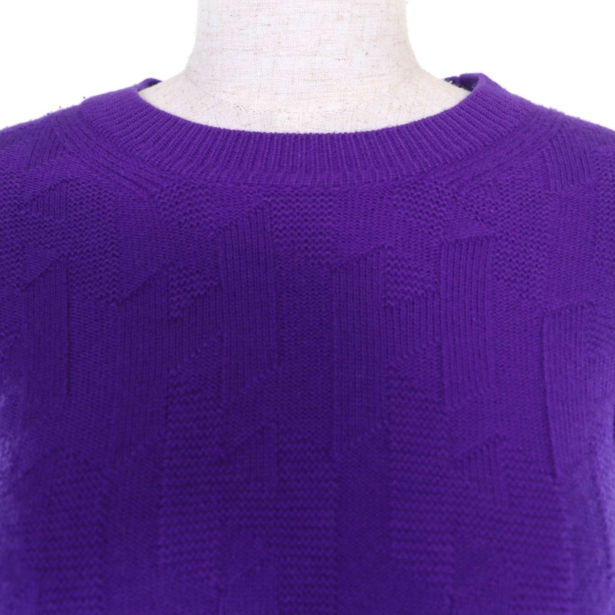 Hermes Wool Motif Long Sleeve Knit Top Purple 42 — view 4
