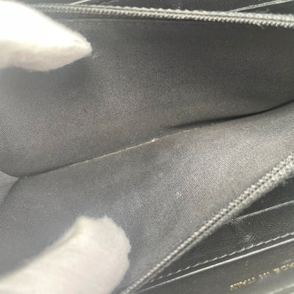 Em0840 Chanel Women's Long Wallet Pearl Zippy Wallet Black Beige