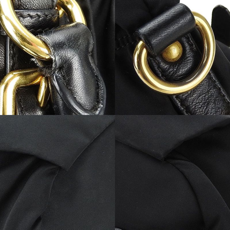 Prada Handbag 2WAY Nylon Leather Black Everyday Casual Gold Hardware Ladies