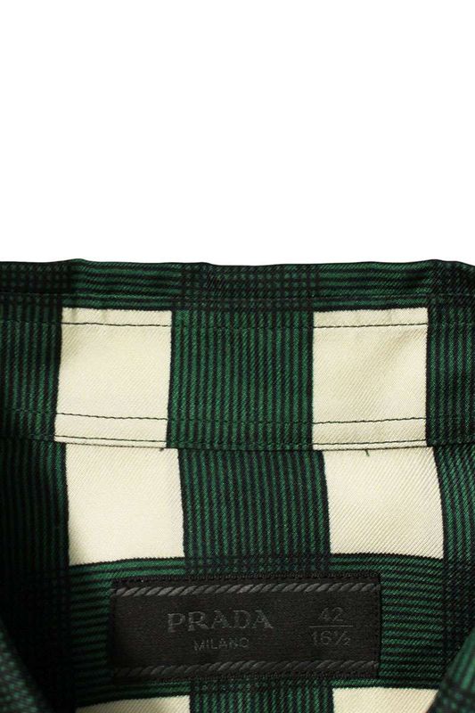 Prada Ucn425 S221 103A Black Checked Long Sleeve Shirt Men's 42