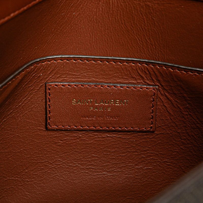 Saint Laurent YSL Monogram 668582 Brown PVC Leather Women's Saint Laurent