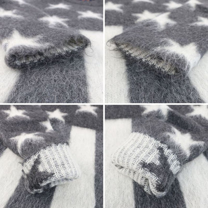 Louis Vuitton American Flag Mohair Knit Sweater - Gray X White Rm192