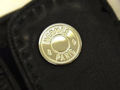 Hermes Sellier Lambskin Gloves Size 8 Women's Black Fb0798