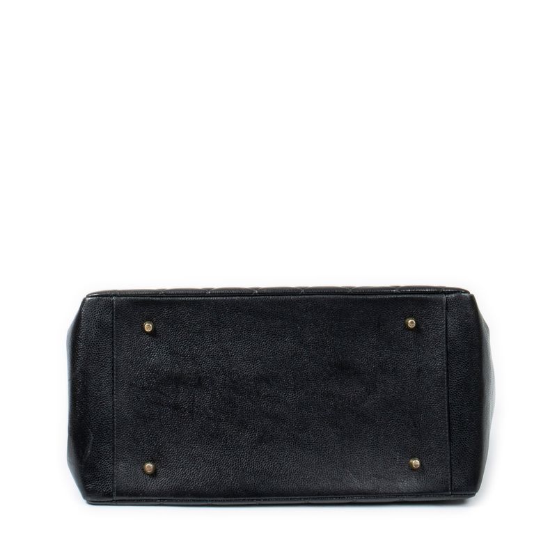 Chanel Coco Mark Chain Tote Black Matelasse Caviar Leather A