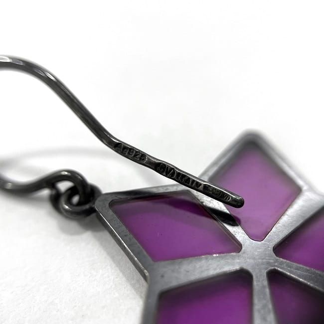 Bottega Veneta Star Earrings Purple Black Ec20023 Excellent Condition