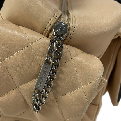 Chanel Shoulder Bag Cambon Line Multi-pocket Bag Beige And Black Silver