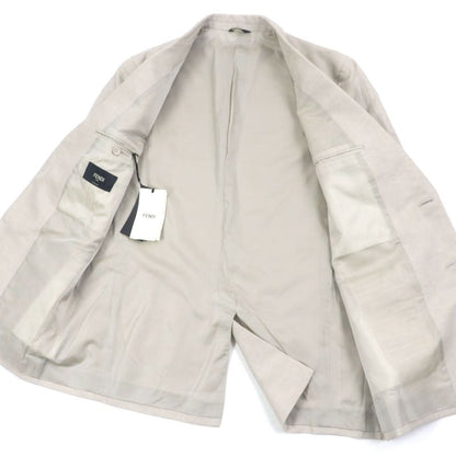  Fendi 2021 Fj0657 41% Linen Peaked Lapel Logo Embroidery Single Jacket