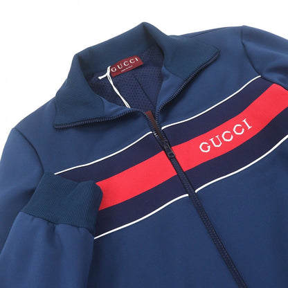 Gucci Neoprene Logo Web Stripe Zip Up Track Jacket Navy Hat — view 2