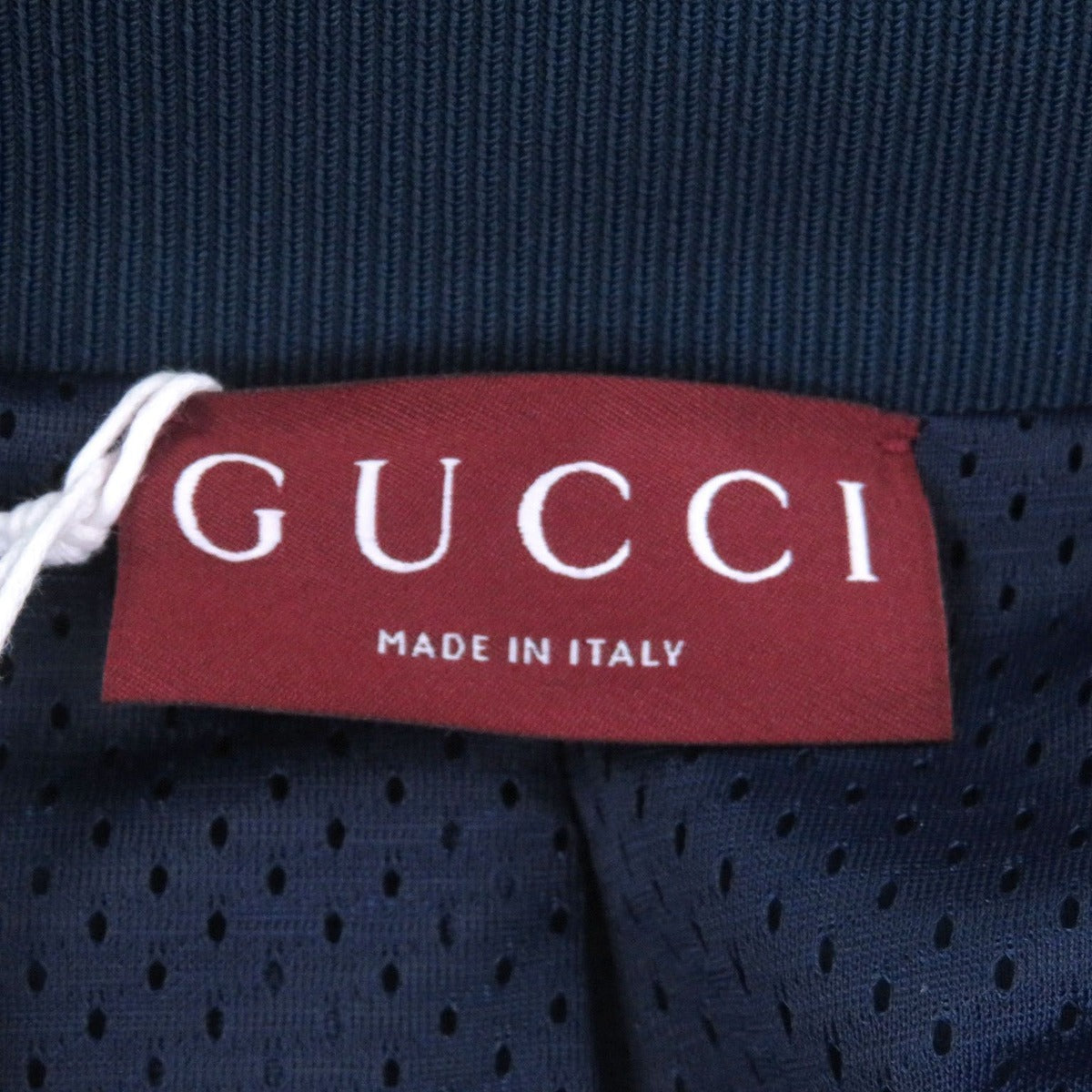 Gucci Neoprene Logo Web Stripe Zip Up Track Jacket Navy Hat — view 7