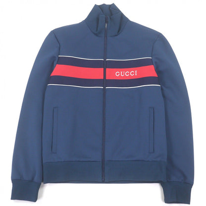 Gucci Neoprene Logo Web Stripe Zip Up Track Jacket Navy Hat
