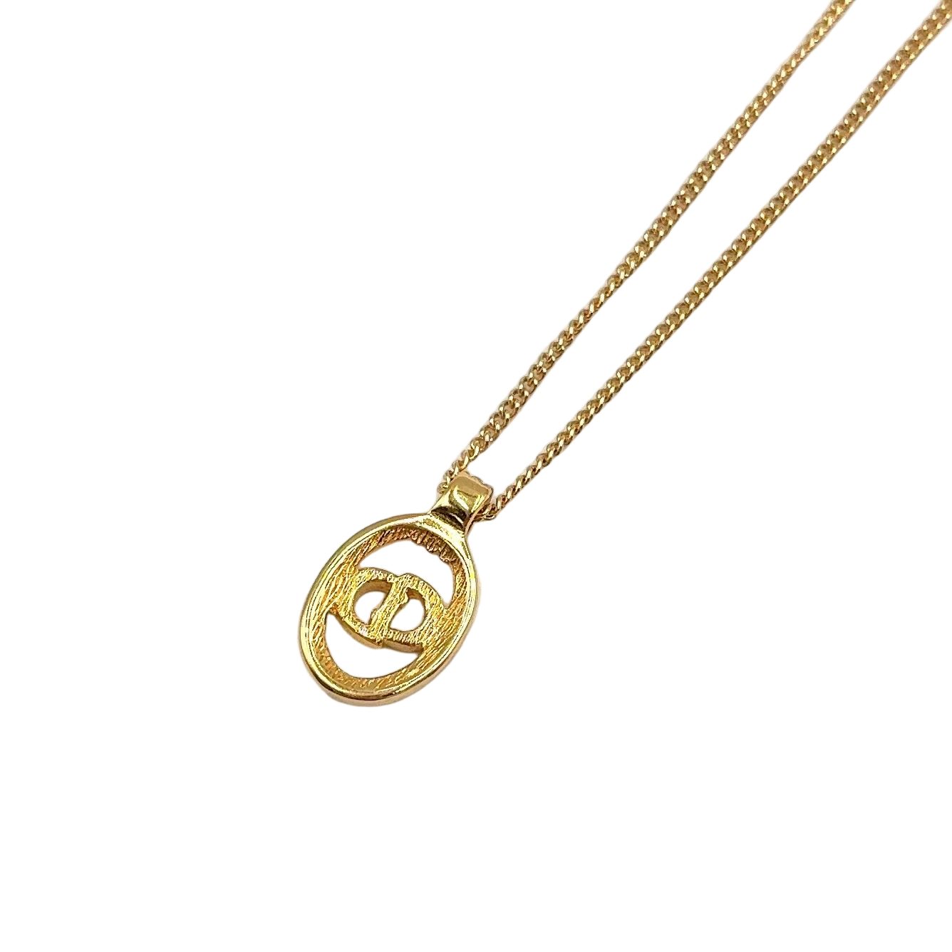 Dior CD Logo Oval Frame Gold Plated Necklace — view 2