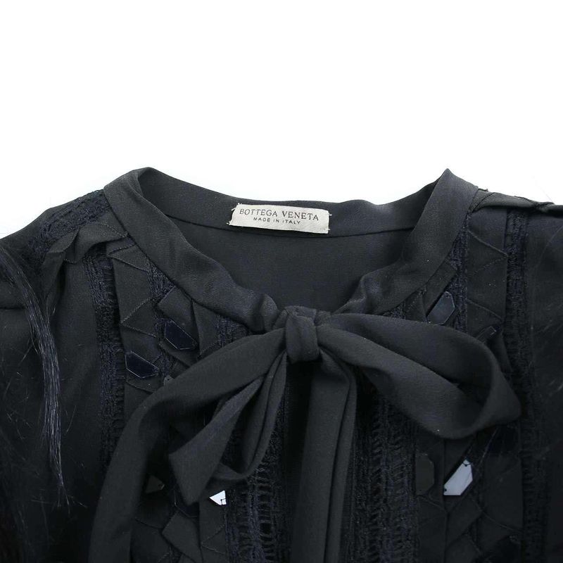 Bottega Veneta 17aw Fur Sleeve Pleated Dress 465606 V0k02 Black 38