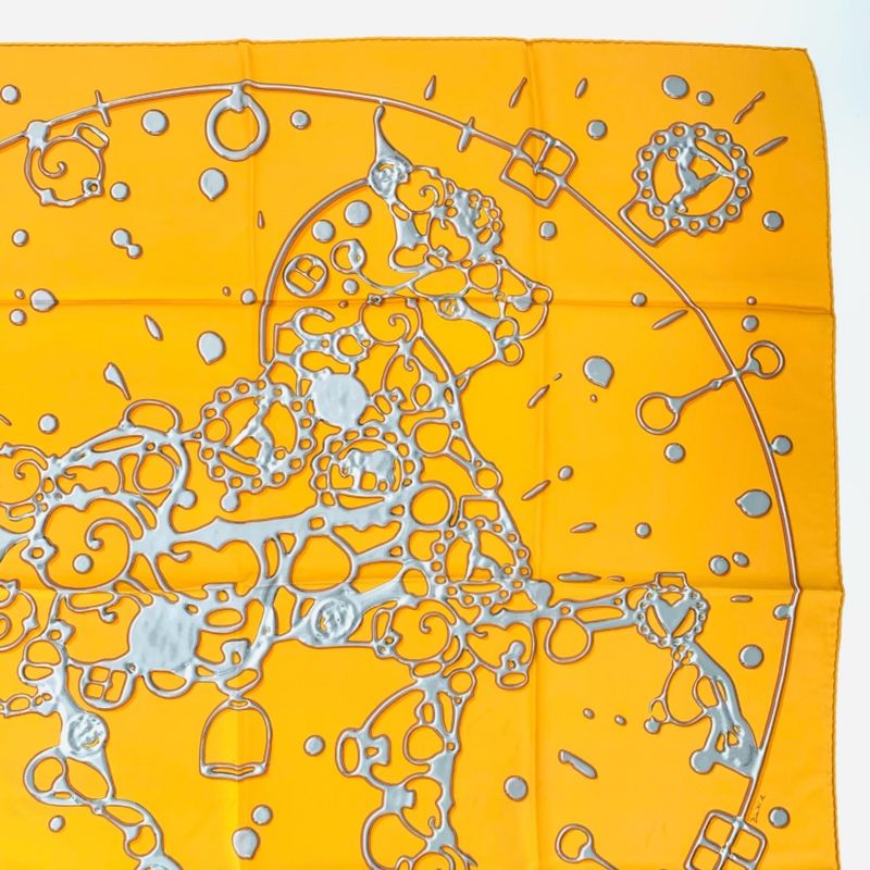 Hermes Carre 90 Silk Scarf Cheval Fusion Orange