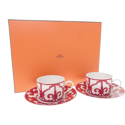Hermes Tea Cup & Saucer Gadarkivir 2 pcs P Tableware Porcelain Red Men