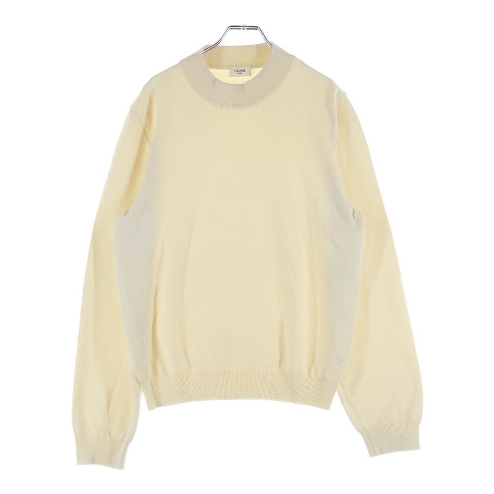 Celine Triomphe Embroidery Wool High Color Knit Sweater Ivory