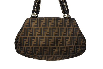 Fendi Handbag Zucca Pattern Canvas Leather Brown Black Gold — view 3
