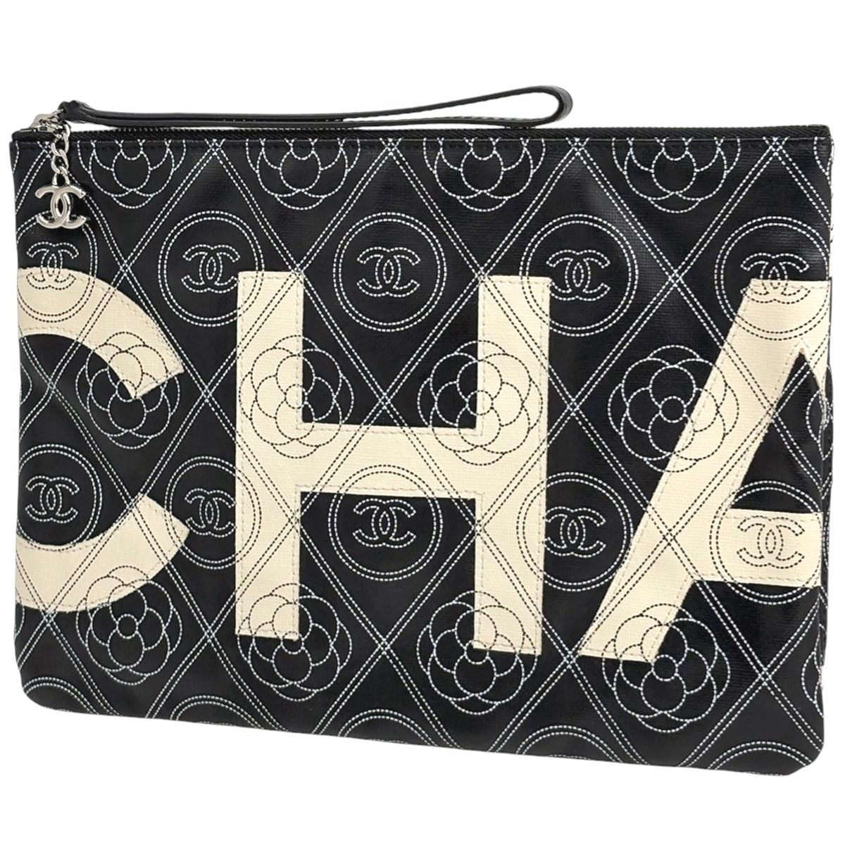 Chanel Camellia Clutch Pouch Second CC Logo