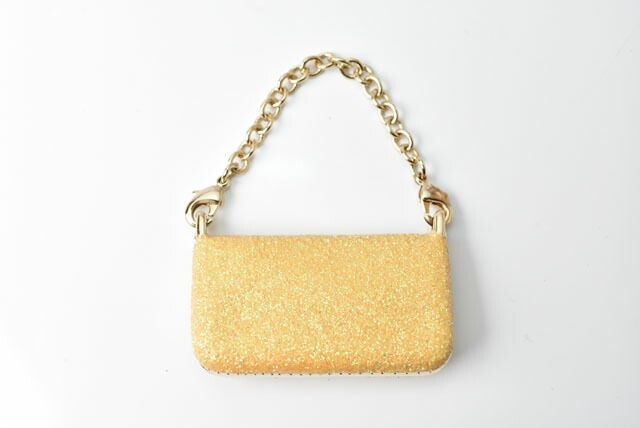 Fendi Key Holder Bagcharm Fendi Mamma Bucket Motif Metallic Yellow Gold Metal