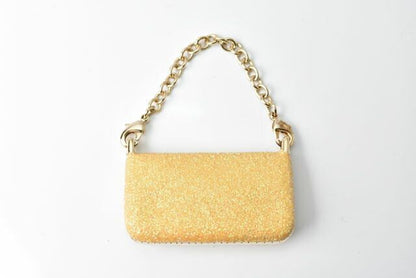 Fendi Key Holder Bagcharm Fendi Mamma Bucket Motif Metallic Yellow Gold Metal