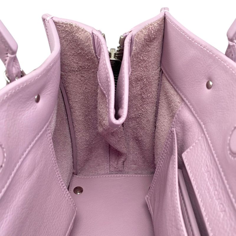 Balenciaga Handbag Shoulder Bag Paper A6 Zip Around 370926 Leather Pink Silver