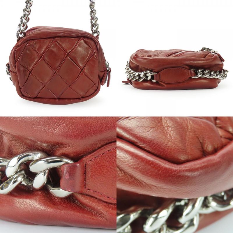 Chanel Shoulder Bag Quilted Coco Mark Lambskin Bordeaux Silver Hardware Chain