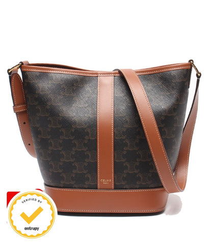 Celine Shoulder Bag Crossbody Small Bucket Triomphe Canvas