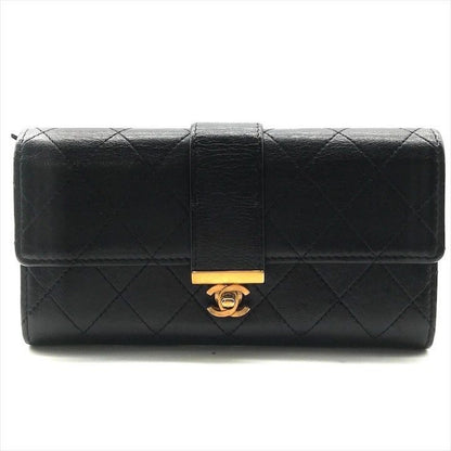 Chanel Quilted CC Logo Turnlock Wallet Black