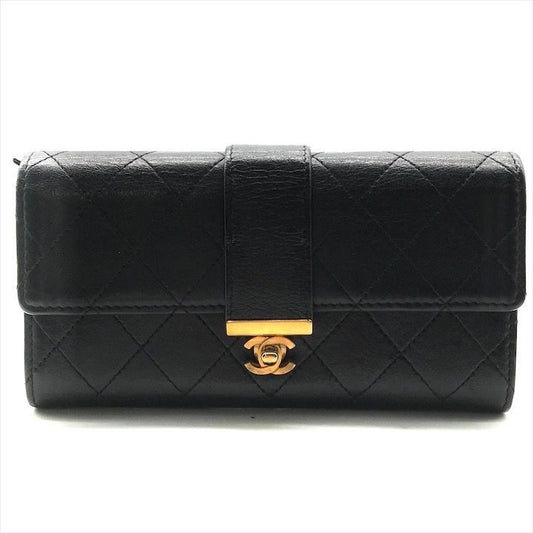 Chanel Quilted CC Logo Turnlock Wallet Black