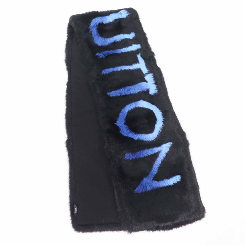 Louis Vuitton M70928 Echarpe LV Neon Rabbit Lined Cashmere Blend Scarf Black