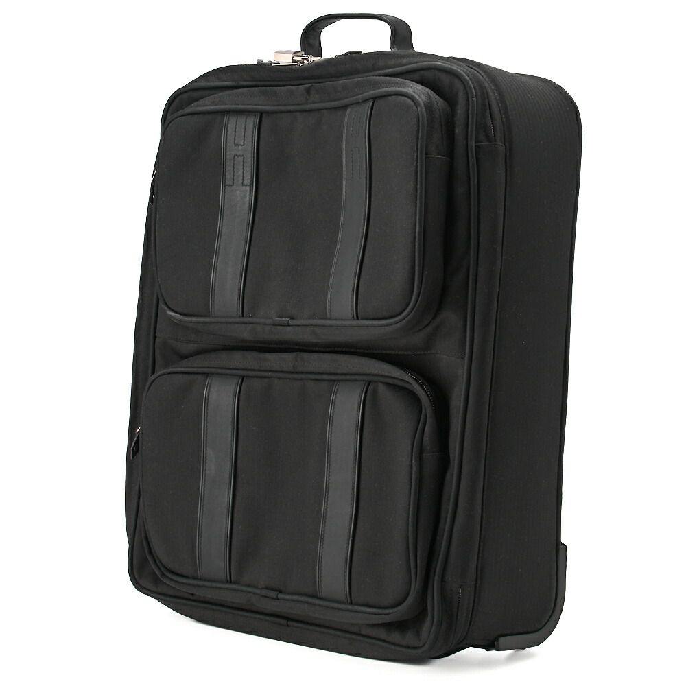 Hermes Acapulco Carry Bag Twirl Chevron Black Ladies Men Suitcases Handbags