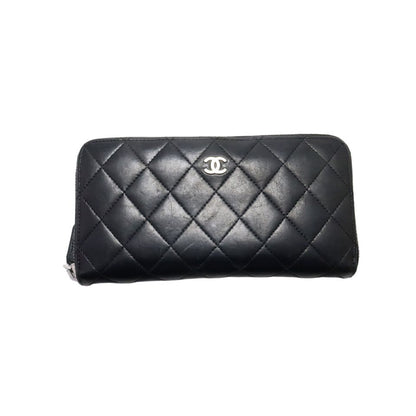 Chanel Quilted GD Leather Zip Around Wallet