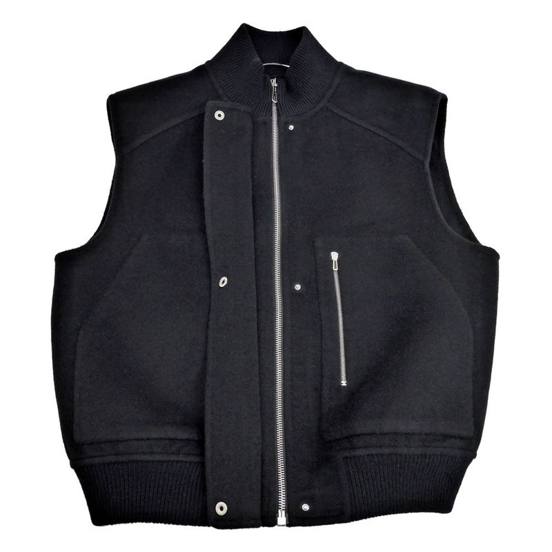 Hermes Gilet Bomba-style Vest Double Face Black 38 Size Cashmere