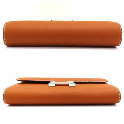 Unused Hermes Constance To-go-w Engraved Long Wallet Pouch Epson Gold