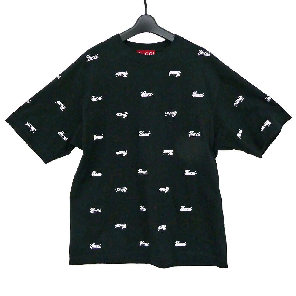 Gucci Script Logo Embroidery T-Shirt Black XS Cotton