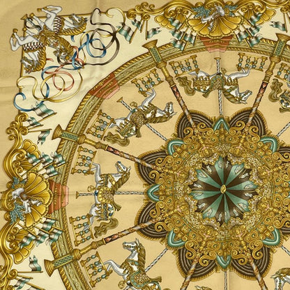 Hermes Carre 90 LUNA PARK Luna Park Amusement Park Scarf Silk Yellow