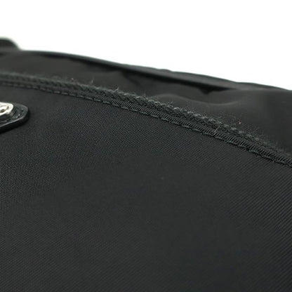 Prada Shoulder Bag Studded Nylon Leather Black Silver Hardware Black Triangle