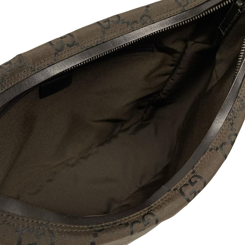 Gucci Handbag GG Pattern 13730 Dark Brown And Black Leather