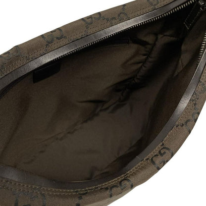 Gucci Handbag GG Pattern 13730 Dark Brown And Black Leather